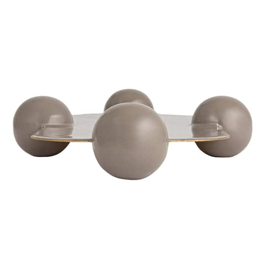 Hello Honey® 17.5" Gray Elegance Enamel Metal Tray with Ball Feet